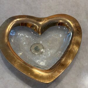 24K Gold-Trimmed heart Annie Glass , hand made in Northern Ca.